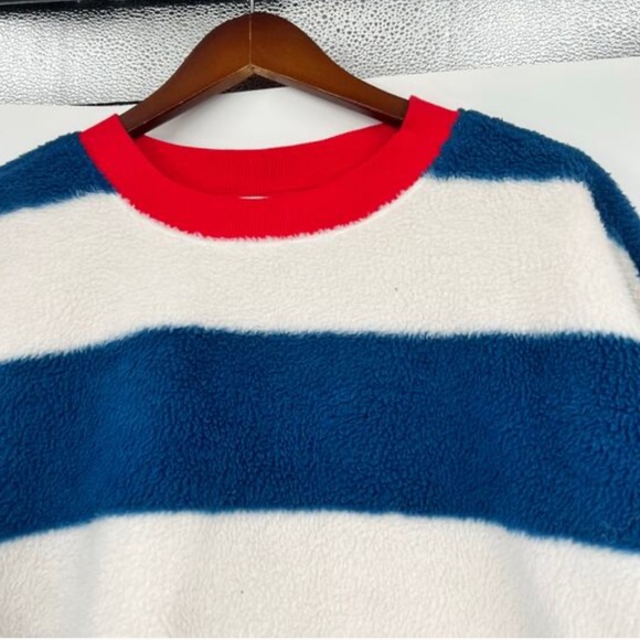 Anthropologie Maeve Sherpa Fleece Stripe Pullover. Size M. NWT. - Picture 3 of 4